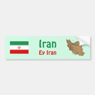 Iran Flag + Map Bumper Sticker