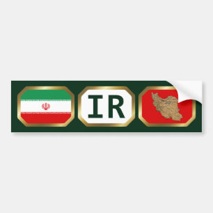 Iran Flag Map Code Bumper Sticker
