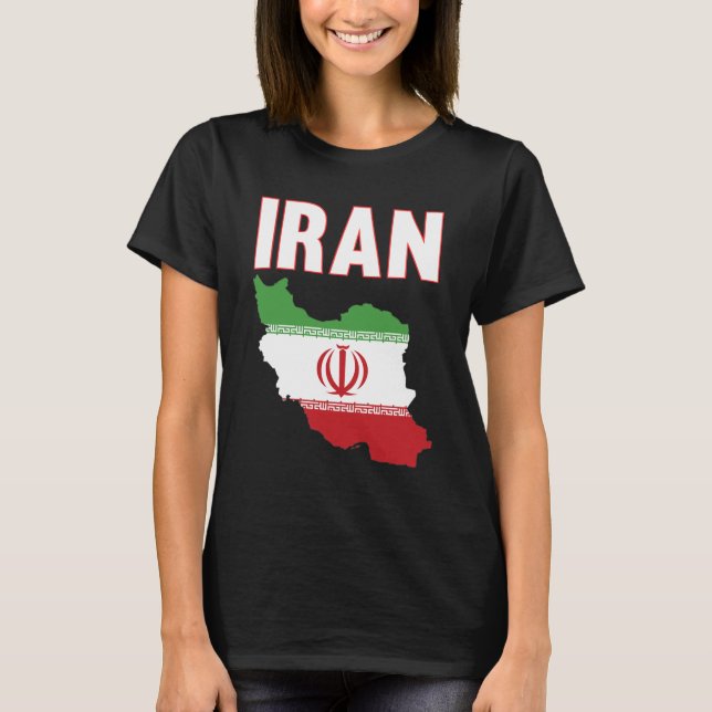 Iran Flag Map Iranian Pride T-Shirt (Front)