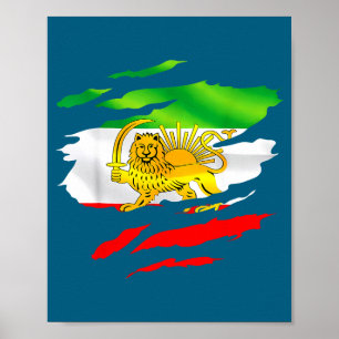 Iran Flag Map Lion Sun Awareness Support Poster