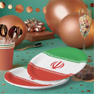 Iran flag paper plate