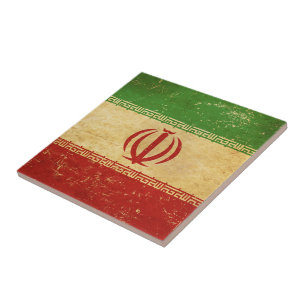 Iran Flag Vintage Design Ceramic Tile