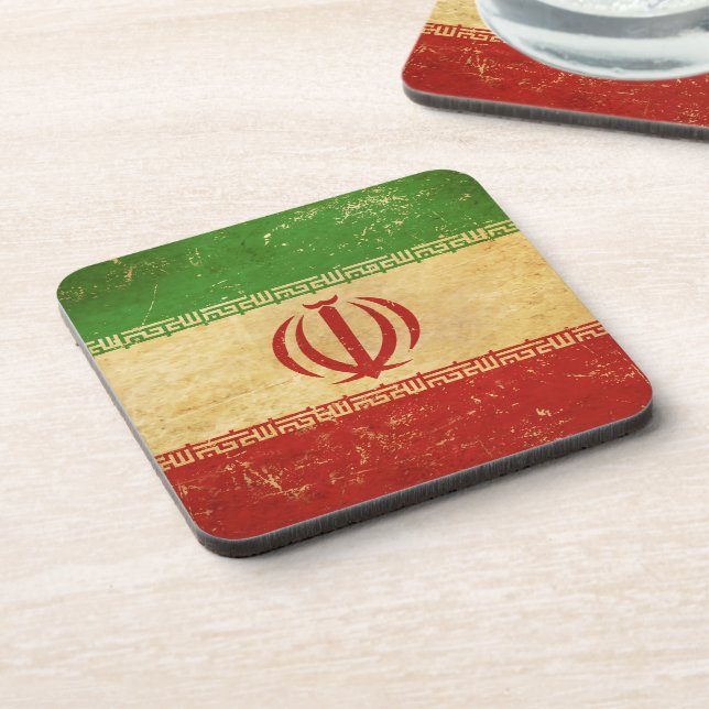 Iran Flag Vintage Design Coaster (Left Side)