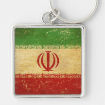 Iran Flag Vintage Design Metal Keychain