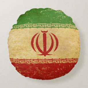 Iran Flag Vintage Design Round Cushion