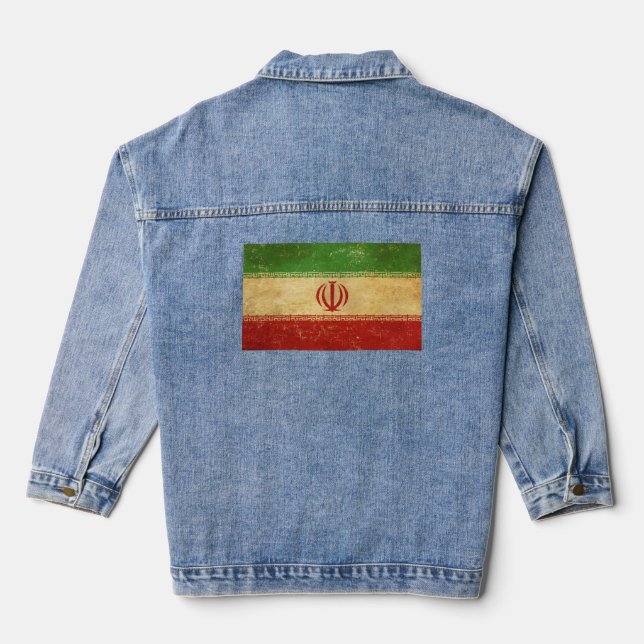 Iran Flag Vintage Design Women's Denim Jacket (Back)