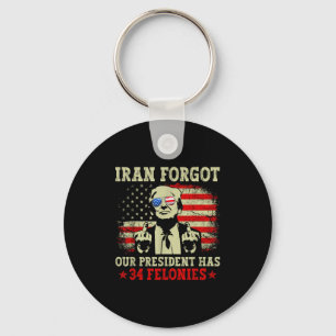 Iran forgot president has 34 felonies vintage flag key ring