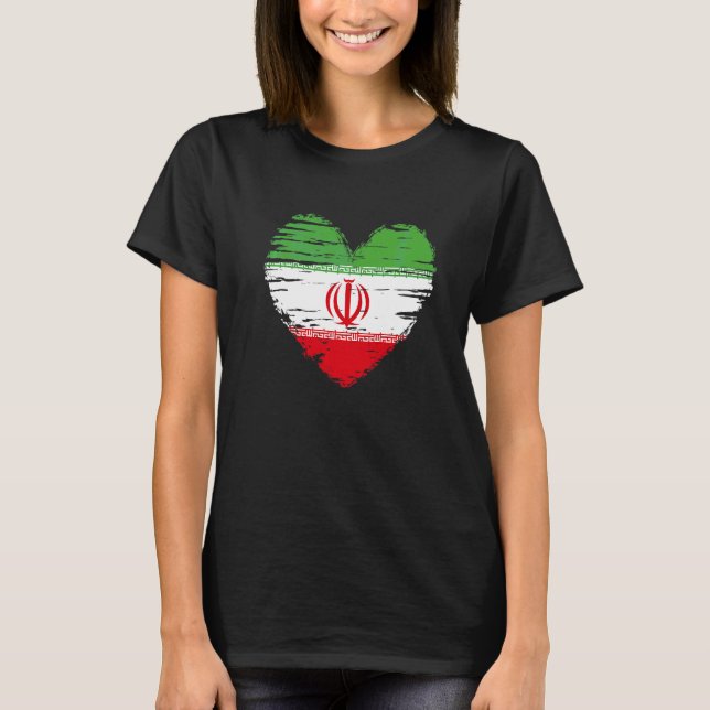 Iran Heart Iranian Flag Iranian Pride T-Shirt (Front)