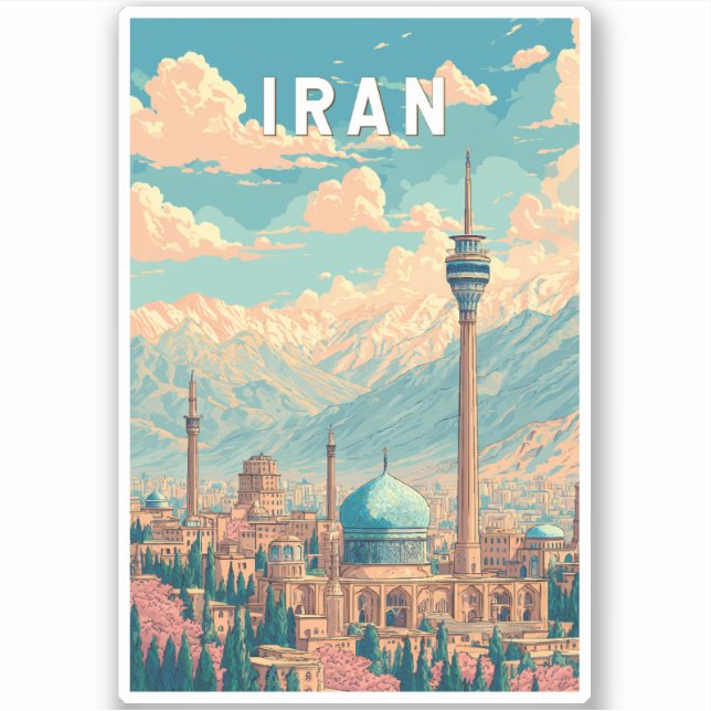 Iran Illustration Travel Art Vintage (Front)