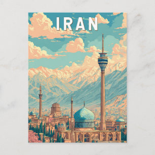 Iran Illustration Travel Art Vintage Postcard