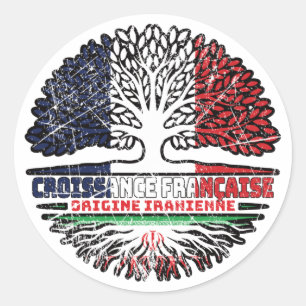 Iran Iranian French France Tree Roots Flag Classic Round Sticker