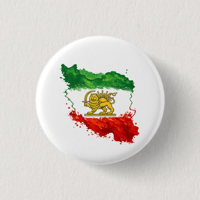 Iran Lion & Sun Button | Persian Shir o Khorshid  (Front)