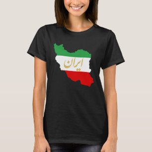 Iran Map in 3 Colours of Irish Flag I GreenWhiteRe T-Shirt