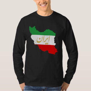 Iran Map in 3 Colours of Irish Flag I GreenWhiteRe T-Shirt