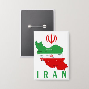 Iran Map with Flag and Emblem