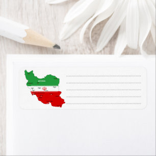 Iran Map with Flag and Emblem