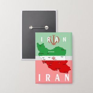 Iran Map with Flag and Emblem