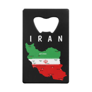 Iran Map with Flag and Emblem
