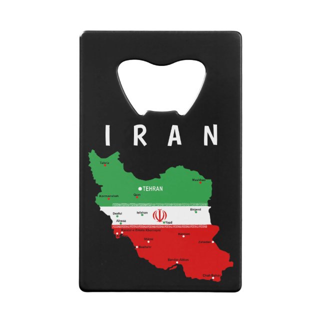 Iran Map with Flag and Emblem (Front)