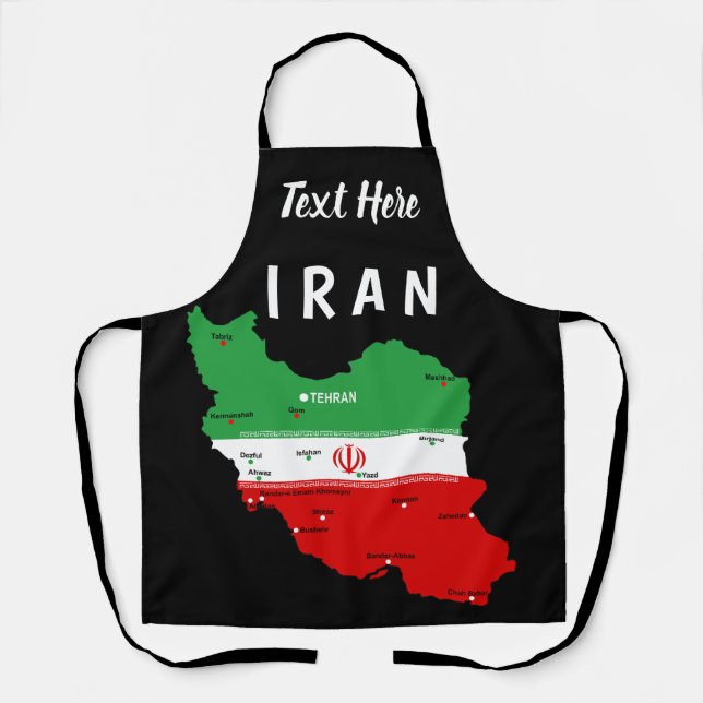 Iran Map with Flag and Emblem Apron (Front)