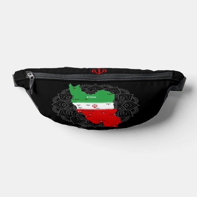 Iran Map with Flag and Emblem Bum Bags (Lay Down)