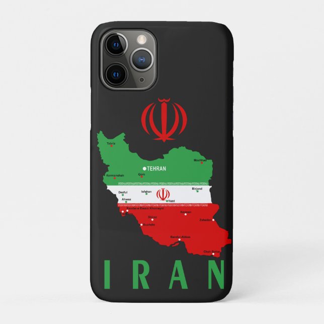 Iran Map with Flag and Emblem Case-Mate iPhone Case (Back)