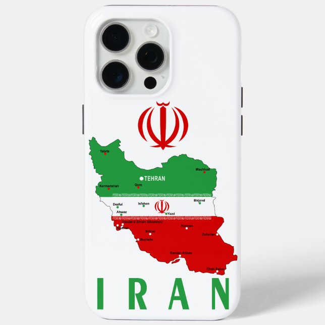 Iran Map with Flag and Emblem Case-Mate iPhone Case (Back)