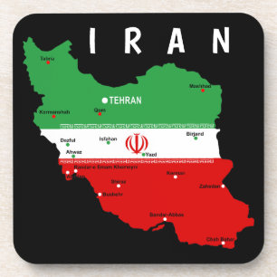 Iran Map with Flag and Emblem Coaster