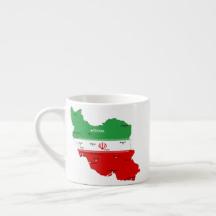 Iran Map with Flag and Emblem Espresso Cup