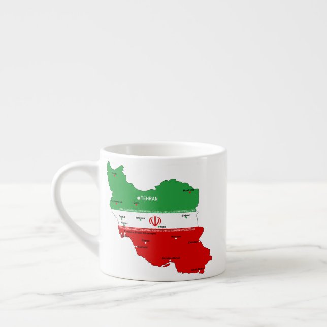 Iran Map with Flag and Emblem Espresso Cup (Left)