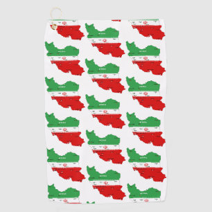 Iran Map with Flag and Emblem Golf Towel