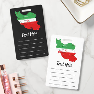 Iran Map with Flag and Emblem ID Badge