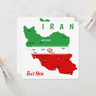 Iran Map with Flag and Emblem Invitation