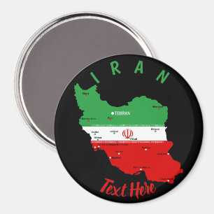 Iran Map with Flag and Emblem Magnet