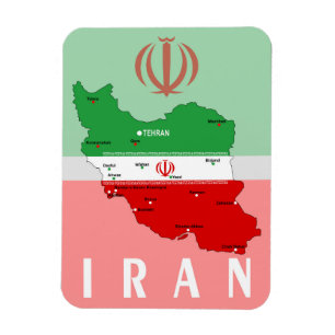 Iran Map with Flag and Emblem Magnet