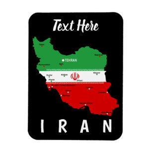 Iran Map with Flag and Emblem Magnet