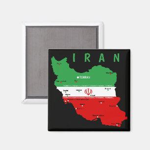 Iran Map with Flag and Emblem Magnet