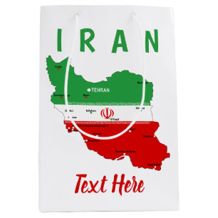 Iran Map with Flag and Emblem Medium Gift Bag