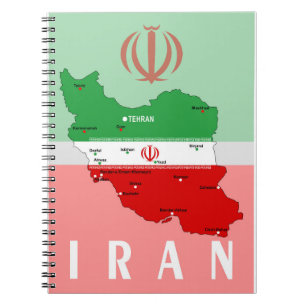 Iran Map with Flag and Emblem Notebook