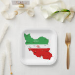 Iran Map with Flag and Emblem Paper Plate<br><div class="desc">Iran Political Map with capital Tehran,  national borders,  most important cities,  rivers and lakes. The Iranian Flag Colors are superposed on the Map Silhouette. Vector Illustration by BluedarkArt TheChameleonArt</div>