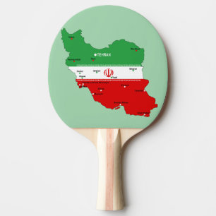 Iran Map with Flag and Emblem Ping Pong Paddle