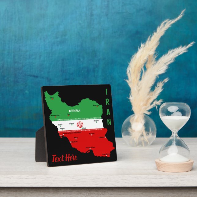 Iran Map with Flag and Emblem Plaque (Insitu)