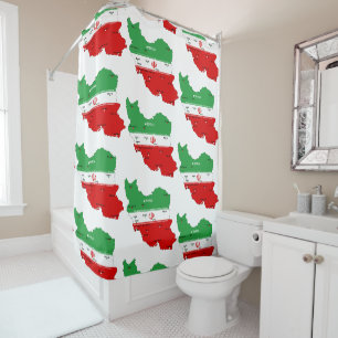 Iran Map with Flag and Emblem Shower Curtain