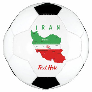 Iran Map with Flag and Emblem Soccer Ball