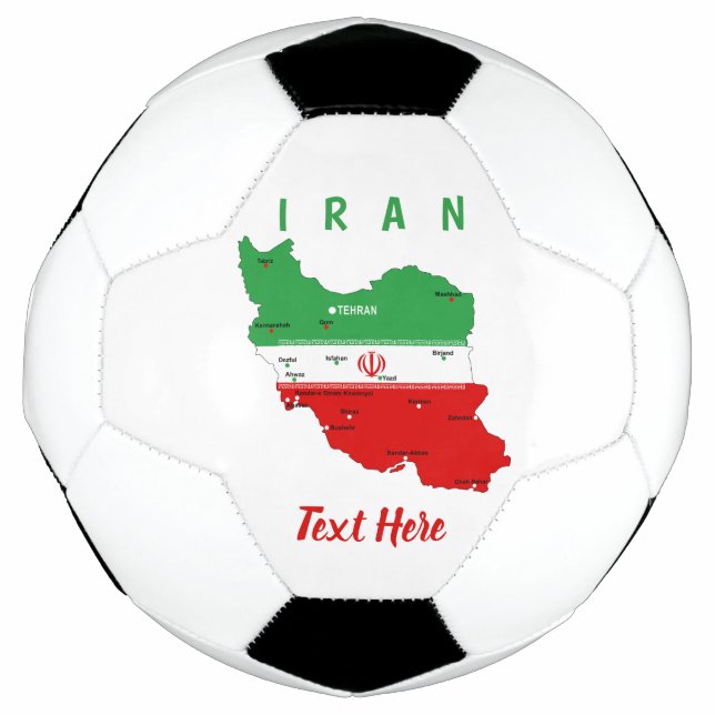 Iran Map with Flag and Emblem Soccer Ball (Front)