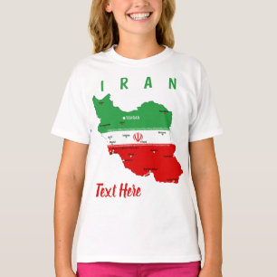 Iran Map with Flag and Emblem T-Shirt