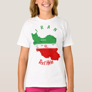 Iran Map with Flag and Emblem T-Shirt