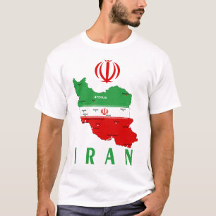 Iran Map with Flag and Emblem T-Shirt