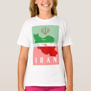 Iran Map with Flag and Emblem T-Shirt