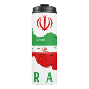 Iran Map with Flag and Emblem Thermal Tumbler
